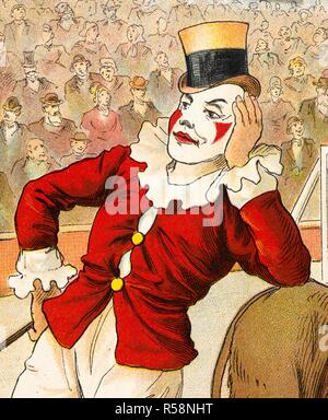 Un clown appoggiata sul dorso di un asino. Il Circo libro. [Foto per bambini.]. G. Routledge & Sons: [Londra; litografato in Olanda, 1890.]. Fonte: 12807.s.62 pagina 6 dettaglio. Lingua: Inglese. Autore: ANON. Foto Stock