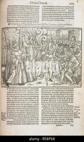 La masterizzazione di Cranmer. Libro dei martiri. Actes e monumenti ... John Giorno: Londra; 1563. La masterizzazione di Thomas Cranmer. Immagine presa dal libro dei martiri. Actes e monumenti originariamente pubblicato/prodotto in John Giorno: Londra; 1563. . Fonte: C.37.h.2, 1503. Foto Stock