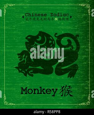 Vettore dello Zodiaco Cinese - Anno della Scimmia Illustrazione Vettoriale