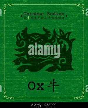 Vettore dello Zodiaco Cinese - Anno del Bue Illustrazione Vettoriale