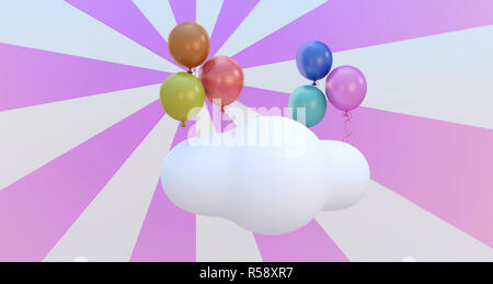 3D render illustrazione. Palloncini in cielo. Foto Stock