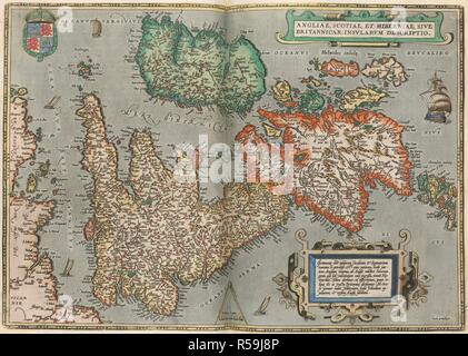 Una mappa delle isole britanniche. [Typus orbis terrarum]. Anversa, 1598. Fonte: maps.C.2.D.7 mappa 10. Autore: ORTELIUS, Abramo. Foto Stock