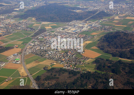 Hunzenschwil cantone di Argovia città svizzera vista aerea Foto Stock