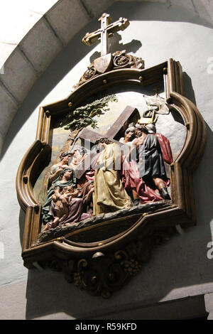 La chiesa di San Pietro a Laruns (Francia). Foto Stock