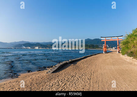 Red torii di Sacrario Aoshima del Giappone Foto Stock