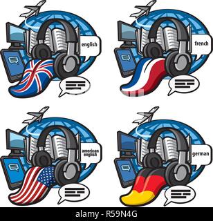 Concetto illustrazione delle lingue scuola corsi learning Illustrazione Vettoriale