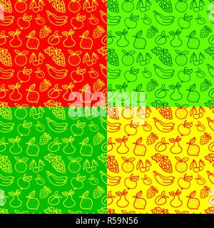 Illustrazione del disegno senza giunture di frutti e bacche in vari colori Illustrazione Vettoriale