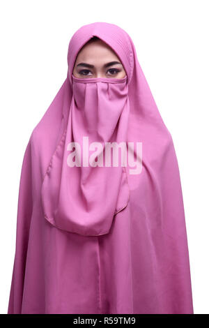 Bella asiatica donna musulmana con niqab velo tradizionale Foto Stock