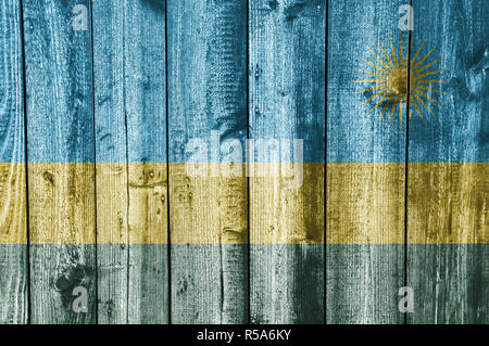 Banner del Rwanda in legno stagionato Foto Stock