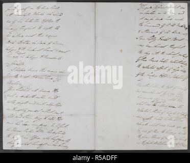 Il Waterloo spedizione: autograph draft , da Arthur Wellesley, primo duca di Wellington. Il Waterloo spedizione: autograph draft , da Arthur Wellesley, primo duca di Wellington, della sua spedizione indirizzata a Enrico, 3° Conte Bathurst, Segretario di Stato per la guerra, annunciando e descrivere gli alleati' decisiva vittoria su Napoleone Bonaparte a Waterloo; 19 giugno 1815. 19 giu 1815. Parzialmente scritto a Waterloo , parzialmente scritto a Bruxelles: 1815: Progetto. Tutto il testo e gli emendamenti sembrano essere a Wellington la mano, ma due mani anonime si verificano su f. 9v, e un terzo sulla busta distinta (f. i), dating f Foto Stock