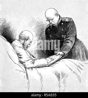 Wilhelm II o di Guglielmo II, Frederick William Victor Alberto di Prussia, la sua ultima firma nel letto di ospedale, riproduzione di un Foto Stock