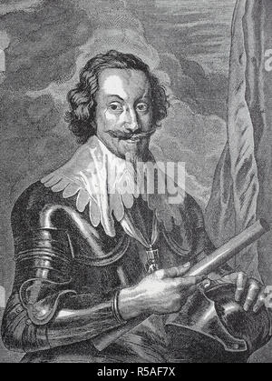 Gottfried Heinrich Graf zu Pappenheim, Giugno 8, 1594, 17 novembre 1632 il generale nella Guerra dei Trent'anni, xilografia, Germania Foto Stock