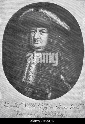 Frederick William, 16 febbraio 1620, 29 aprile 1688, elettore di Brandeburgo e duca di Prussia, xilografia, Germania Foto Stock