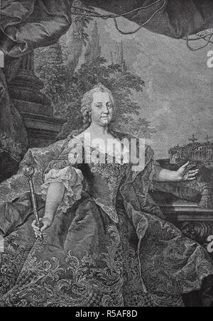 Maria Teresa Walburga Amalia Christina, 13 maggio 1717, 29 novembre 1780, sovrano dell'Austria, Ungheria, xilografia, Austria Foto Stock