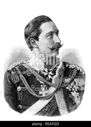 Ritratto di Wilhelm II, nome completo Friedrich Wilhelm Victor Alberto di Prussia, 27 gennaio 1859, Giugno 4, 1941, Imperatore Tedesco Foto Stock