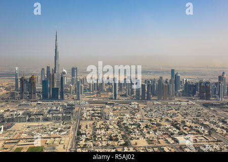 Skyline di Dubai Burj Khalifa vista aerea vista aerea Foto Stock