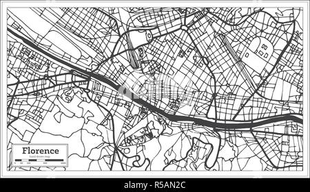 Firenze Italia mappa della città in stile retrò. Mappa di contorno. Illustrazione Vettoriale. Illustrazione Vettoriale