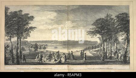 Un gruppo di musicisti che suonano in motivi di Stowe House. Un piano generale dei boschi, parco e giardini di Stowe ... con diverse ... viste nei giardini. [Sedici piastre senza testo.]. S. Bridgeman: [Londra?] 1739. Fonte: G.2886. Lingua: Inglese e Francese. Foto Stock