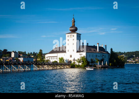 Schloss Ort sul Lago Traunsee, Gmunden, Salzkammergut, Austria superiore, Austria Foto Stock