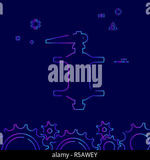 In bici o in bicicletta mozzo posteriore vettore Icona linea, simbolo pittogramma, segno su uno sfondo blu scuro. Correlati Bordo inferiore Illustrazione Vettoriale
