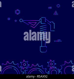 In bici o in bicicletta Ammortizzatore vettore Icona linea, simbolo pittogramma, segno su sfondo blu scuro. Correlati Bordo inferiore Illustrazione Vettoriale