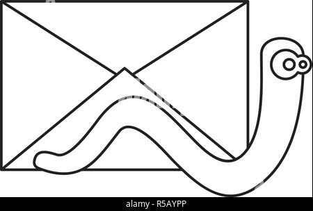 Mail virus worm icona. Illustrazione di contorno di mail virus worm icona vettoriali per il web design isolato su sfondo bianco Illustrazione Vettoriale