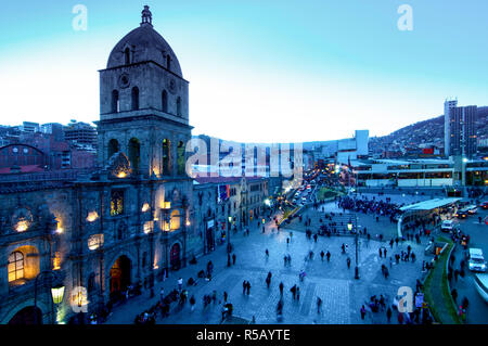 La Iglesia San Francisco, architettura barocca, 18 Secolo, Plaza San Francisco, La Paz, Bolivia Foto Stock