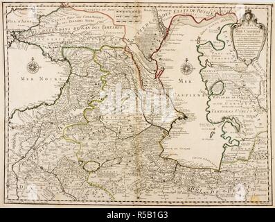 Una mappa che mostra i vicini paesi del Mar Caspio . Carte des Pays Voisins de la Mer Caspiene. 1723. Fonte: Mappe K.Top.114.56. Lingua: Francese. Autore: de l'Isle, G. Foto Stock