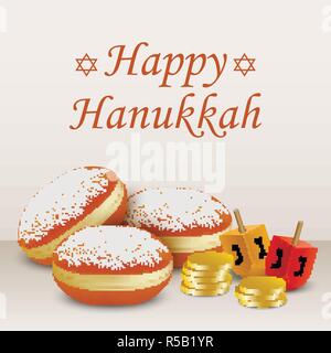 Happy Hanukkah holiday concetto dello sfondo. Illustrazione realistica di happy hanukkah vacanza concetto vettoriale sfondo per web design Illustrazione Vettoriale