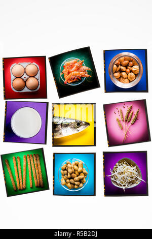 Allergenici di diversi prodotti alimentari.