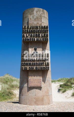 Francia, regione della Normandia, Manche Department, D-Day spiagge, WW2-SER D-Day invasione Utah Beach, Sainte Marie du Mont, monumento per lo sbarco di libera di francese generale LeClerc Foto Stock