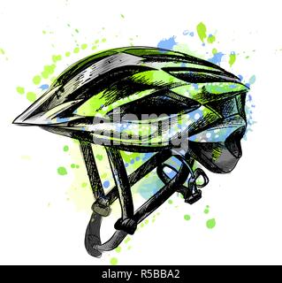 Noleggio casco da una spruzzata di acquerelli, mano bozzetto Illustrazione Vettoriale