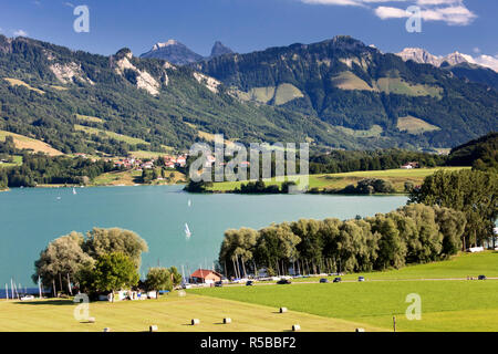 La Svizzera, nel Cantone di Friburgo, Gruyeres Lago Foto Stock