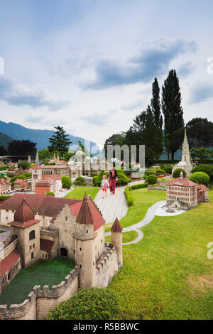 La Svizzera, Ticino, Lago di Lugano, Melide Swissminiatur, Svizzera in miniatura Modello parco a tema Foto Stock