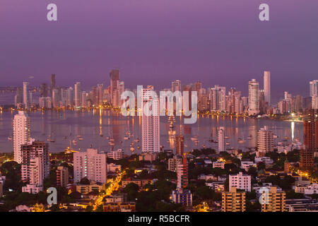 La Colombia, Bolivar, Cartagena de Indias, vista di Cartagena da La Popa Convento Foto Stock