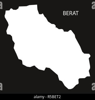 Berat Albania mappa black invertito illustrazione silhouette Foto Stock