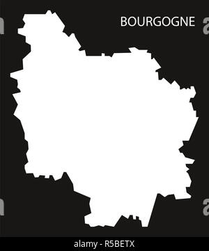 La Borgogna Francia mappa black invertito illustrazione silhouette Foto Stock