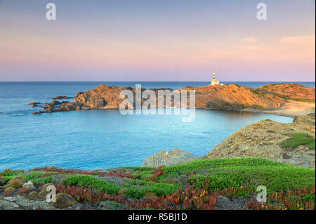 Isole Baleari Spagna, Menorca, Cap de Favaritx Lighthouse Foto Stock