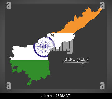 Andhra Pradesh mappa con indiana bandiera nazionale illustrazione Foto Stock