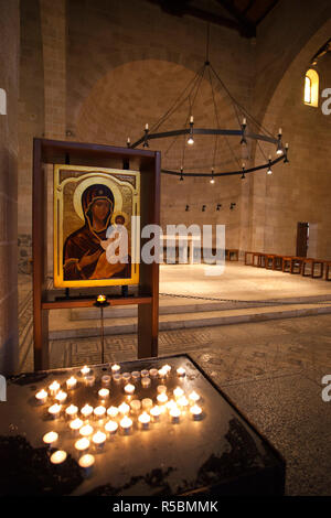 Israele, la Galilea, Tabgha, chiesa benedettina della moltiplicazione dei pani e dei pesci, arte religiosa Foto Stock