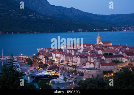 Vista sulla città di Korcula Korcula, Dalmazia, Croazia Foto Stock