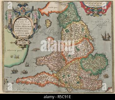 Un sedicesimo secolo mappa di Inghilterra. [Typus orbis terrarum]. Anversa, 1598. Fonte: maps.C.2.D.7 mappa 11. Autore: ORTELIUS, Abramo. Foto Stock