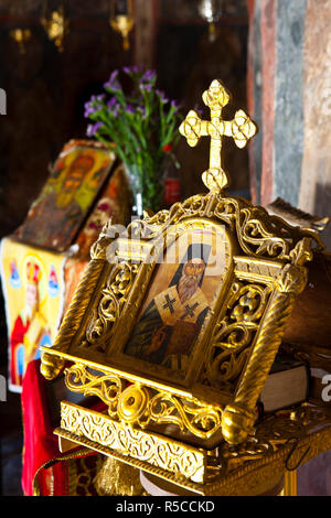 Piccola chiesa vicino Eleoussa, Rodi, Grecia Foto Stock