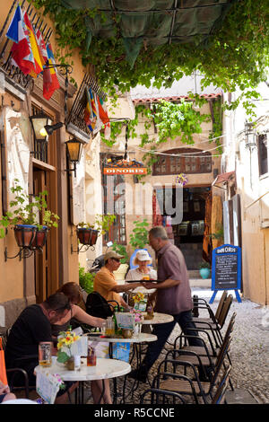 Cafe, taverna, RODI, RODI, DODECANNESO isole, Grecia Foto Stock