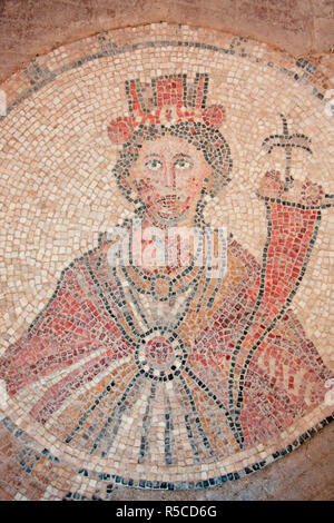 Israele, Beth Shean valley. Un mosaico raffigurante Tyche il custode della dea della città Foto Stock