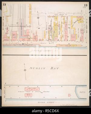 La sezione di una polizza di assicurazione della città di Dublino, che mostra alcune vie a nord del fiume Liffey e la baia di Dublino. Piano di assicurazione della città di Dublino ... [Da] C.E. Pungolo ... Scala, 40 ft. = 1 inch ... Key-Plan, 600 ft. = 1 inch. Vol. 1. Londra : C.E. Pungolo, 1893. fol.; Scala, 40 ft. = 1 inch ... Key-Plan, 600 ft. = 1 inch. Fonte: maps.145.b.4.(2), il foglio 13. Foto Stock