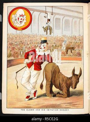 " Il clown e la sua imitazione asino". Un clown nel circus anello. Vari atti che coinvolgono animali. Il Circo libro. [Foto per bambini.]. G. Routledge & Sons: [Londra; litografato in Olanda, 1890.]. Fonte: 12807.s.62 pagina 6. Lingua: Inglese. Autore: ANON. Foto Stock