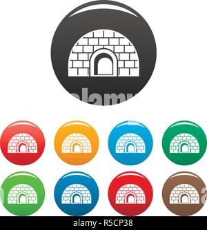 Igloo set di icone 9 vettore di colore isolato su bianco per qualsiasi design Illustrazione Vettoriale