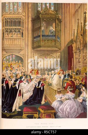 Il matrimonio di Albert Edward, Principe di Galles a Alexandra, Principessa di Danimarca, nel 1863. Un memoriale del matrimonio di Albert Edward, Principe di Galles ... Londra, 1864. Il matrimonio in 1863, di Albert Edward (1841-1910), il Principe del Galles (più tardi Edward VII) e Alexandra (1844-1925), la Principessa di Danimarca, (più tardi, regina consorte). Royal Wedding. Fonte: 1754.d.32, opposta 94. Lingua: Inglese. Foto Stock