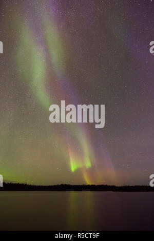 Aurora boreale su Lungo Lago, Yellowknife, Northwest Territories, Canada Foto Stock